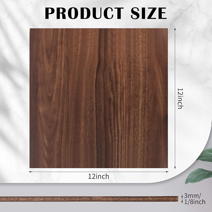 24 Pcs Walnut Unfinished Wood Craft, 3MM 1/8" x 12" x 12" Walnut Unfinished