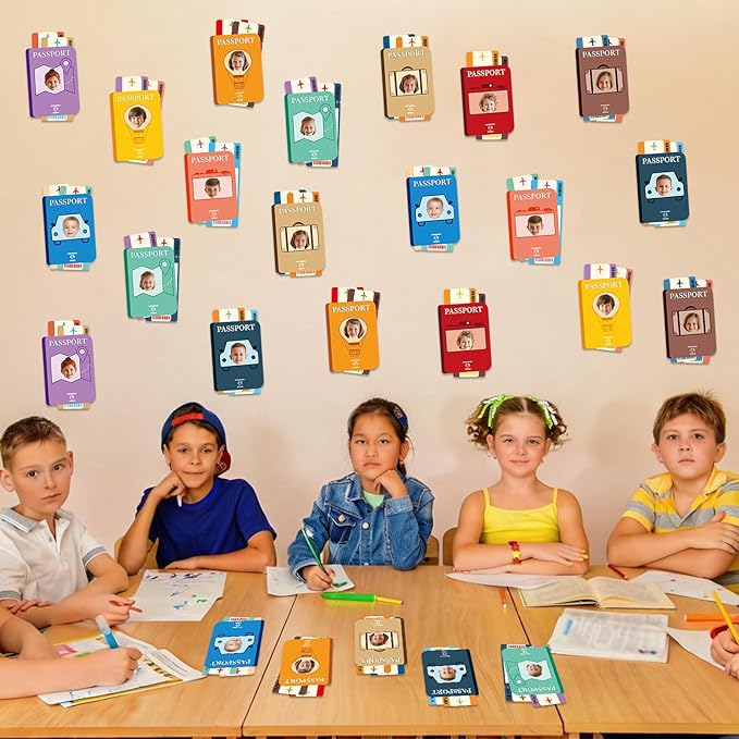 60pcs Passport DIY Cutouts Passport Bulletin Board Decoration Set World Travel