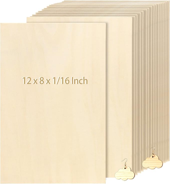 JOIKIT 24 PCS 12 x 8 x 1/16 Inch Basswood Sheets, 1.5mm Thick Unfinished