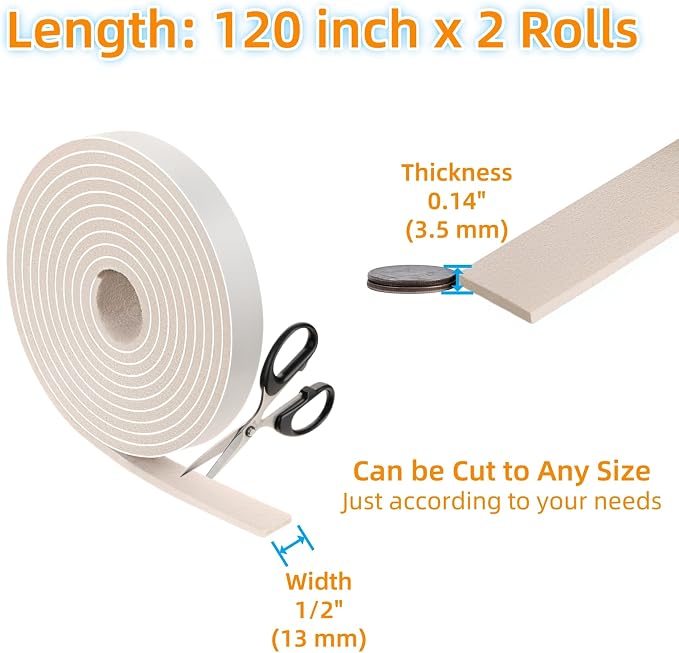 Felt Strips with Adhesive Backing – Furnigear Heavy Duty Cuttable Felt Tape