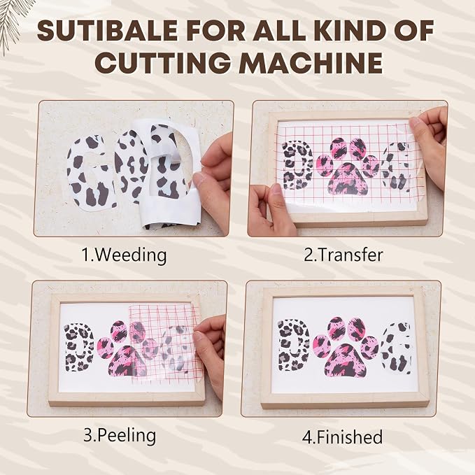 Tintnut Leopard Permanent Vinyl 8 Pcs 12x10in Black White Adhesive Vinyl |