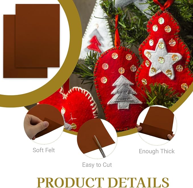 12 Pcs Felt Sheets, 7x11 Inch Stiff Felt