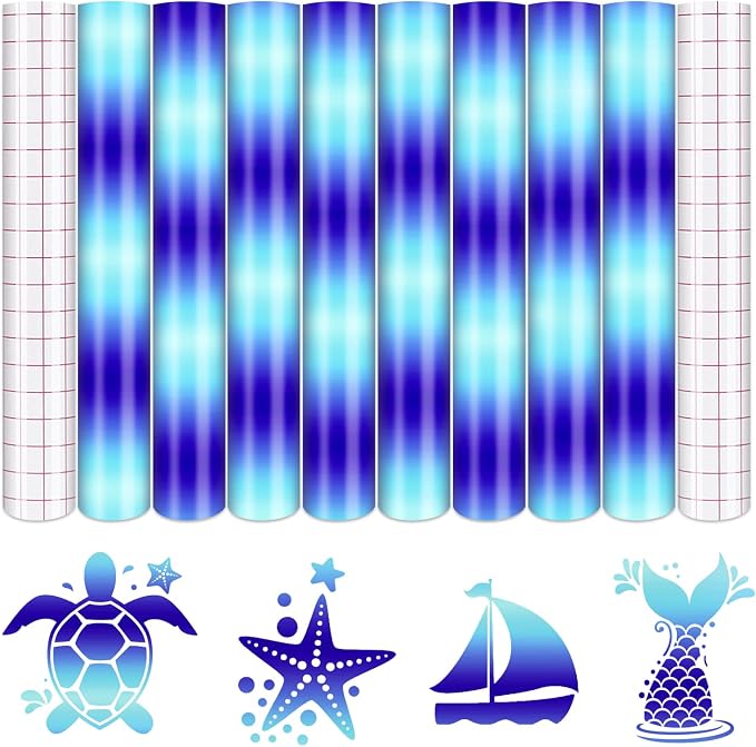 Tintnut Gradient Blue Permanent Vinyl 8 Pcs12x10in Self Adhesive Vinyl |