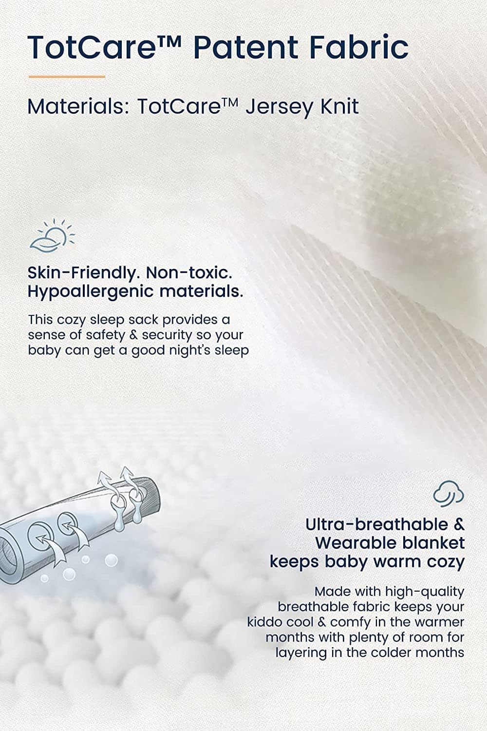 TotAha Light Sleep Sack, Stretchy, Soft, Cozy Wearable Blanket Sleep Bag with 2-Way Safe Zippers for 0-6-12-24 Months 0.5 TOG