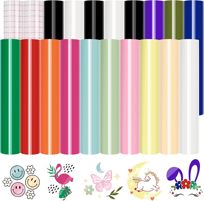VINYL FROG Permanent Adhesive Vinyl Bundle 20 Pack Glossy Permanent Vinyl