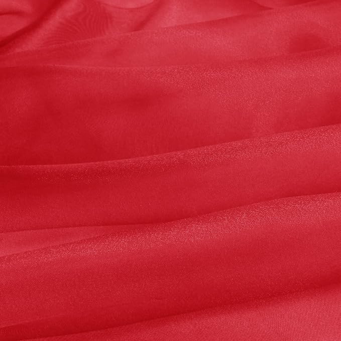 VACVELT Red Sheer Organza Fabric by The Yard 60" Wide | Semi-Transparent