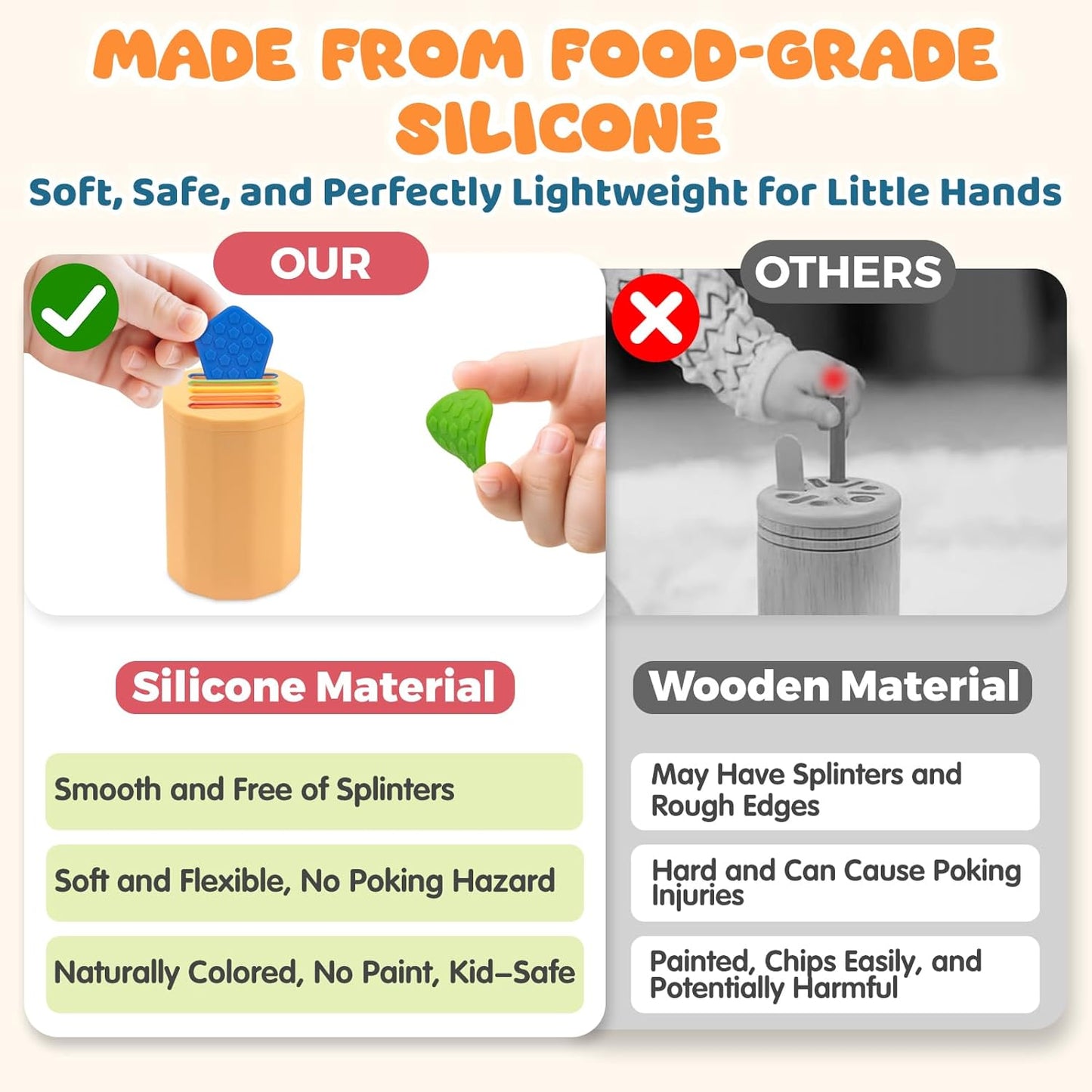 Color Sorting Montessori Toy for Toddlers 1-3 with Textured Sensory Tiles – Silicone Sensory Toys, Educational Preschool Toy for Fine Motor Skills, Learning & Restaurant Play for Boys and Girls