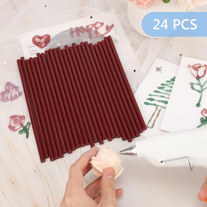 Manarty Wine Red Hot Glue Sticks, All Temperature Adhesive EVA Glue Sticks
