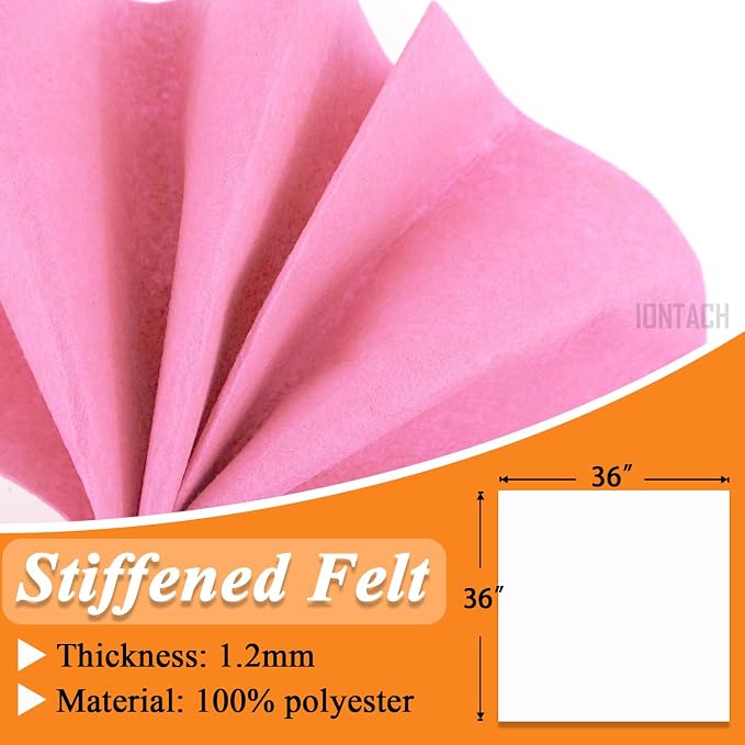 IONTACH 36" X 36" Pink Stiff Felt Fabric 1.2mm Thick | Felt Sheet