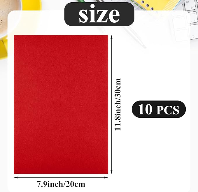 10PCS Red Self Adhesive Felt Fabric Sheets Sticky Felt Sheets