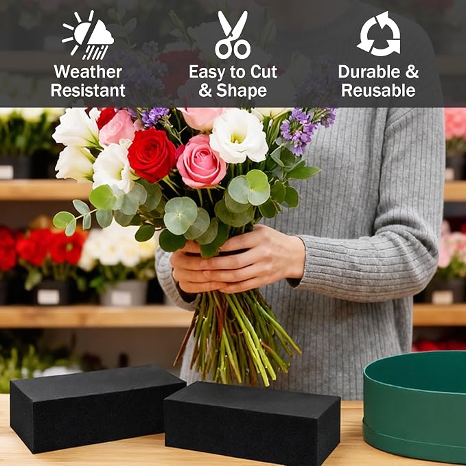 Prashent 18 Pcs Black Floral Foam Blocks