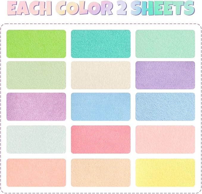 30Pcs Stiff Felt Sheets, 1.5mm Thick Felt Fabric Sheets | Non Woven Polyester