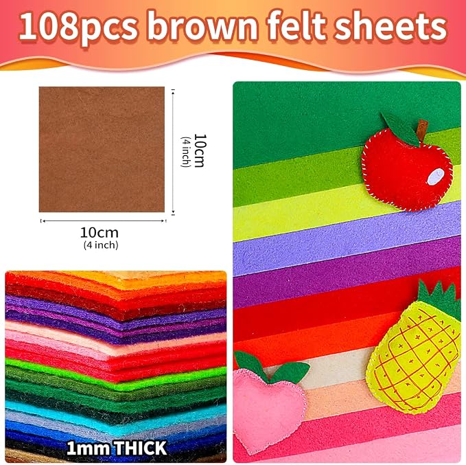 IOOLEEM Brown Felt Sheets, Pre-Cut