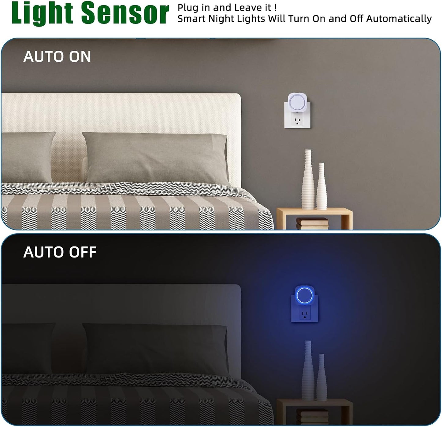 LED Night Lights Plug into Wall, Indirect Soft Dimmable Night Light with Dust to Dawn Sensor, Blue Nightlight for Bedroom,Bathroom,Kitchen,Stairs,Hallway,Travel, 4 Packs, Blue