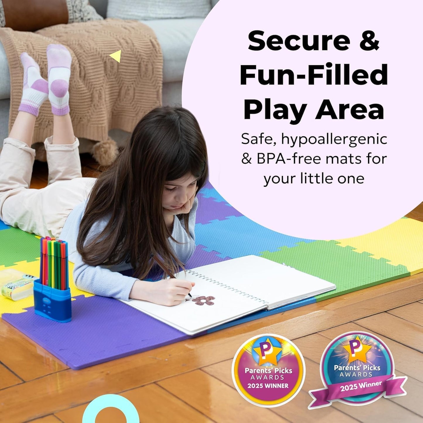 MioTetto Baby Play Mat, Soft Foam Floor Tiles for Kids. Adjustable Interlocking Foam Tiles, Fits with 50x50 Playpen Baby mat for Crawling & Development, Safe & Non-Toxic Playmat for Babies 6-12 Months