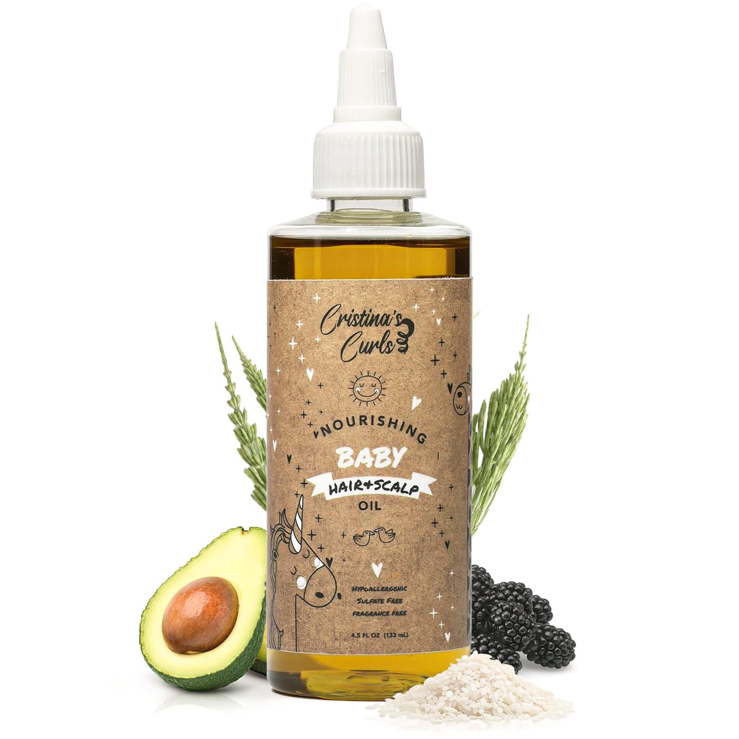 Cristina's Curls Baby Hair & Scalp Oil – Lightweight Massage Oil To Loosen Dry Flakes And Seal Softness