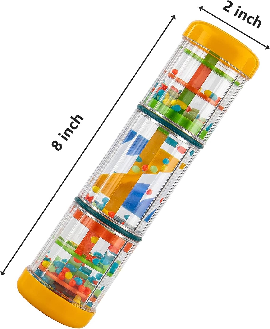 Rainmaker Baby Rain Stick Toys for Kids: 8 inch Rainstick Sensory Rattle Toys for Babies,Shaker Rainfall Tubes Musical Instrument - Yellow