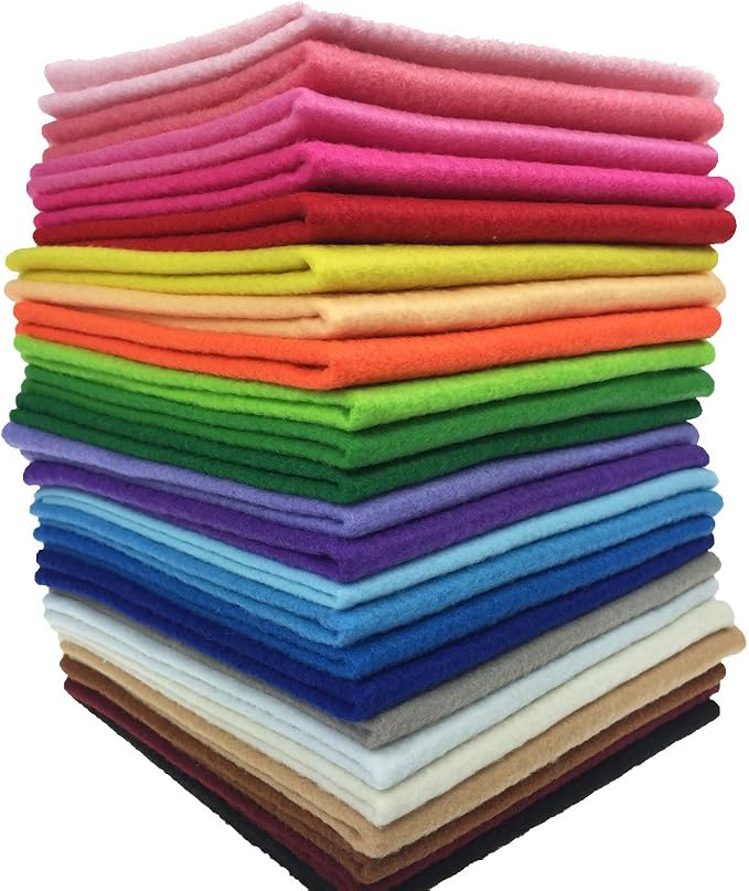 24pcs Thick 1.4mm Soft Felt Fabric Sheet Assorted Color Felt Pack DIY Craft