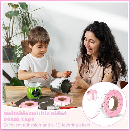 168 Pcs Foam Tape Craft Double Sided Precut 3/4 X 1/2 Inch 3D Adhesive Foam