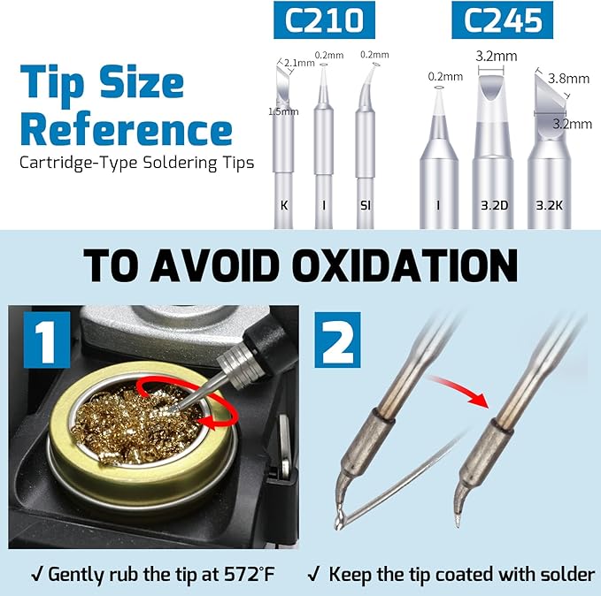WEP 982D Precision Soldering Station with Automatic Calibration, Tiltable Screen, C245 C210 Compatible Soldering Iron Kit with 2 Spools Lead Free Solder Wire, 6 Soldering Cartridges