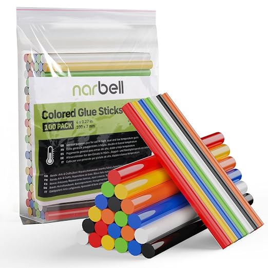 Mini Hot Glue Sticks in Vibrant Colors, 0.27" Diameter and 4" Long Hot Melt