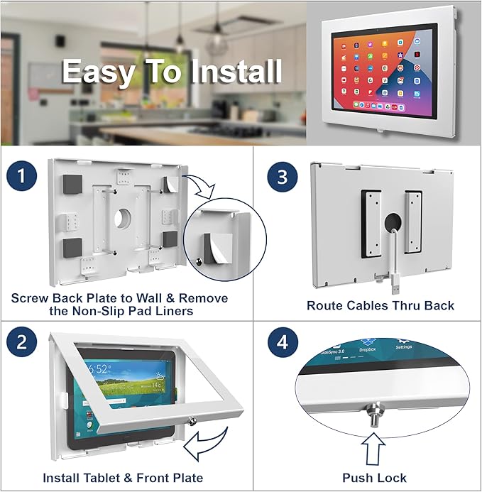 TABcare Locking Security Metal Case for Apple iPad Air 4 5 10.9" Tablet for Kiosk, POS, Store, Show Display (White, iPad Air 4/5 10.9)