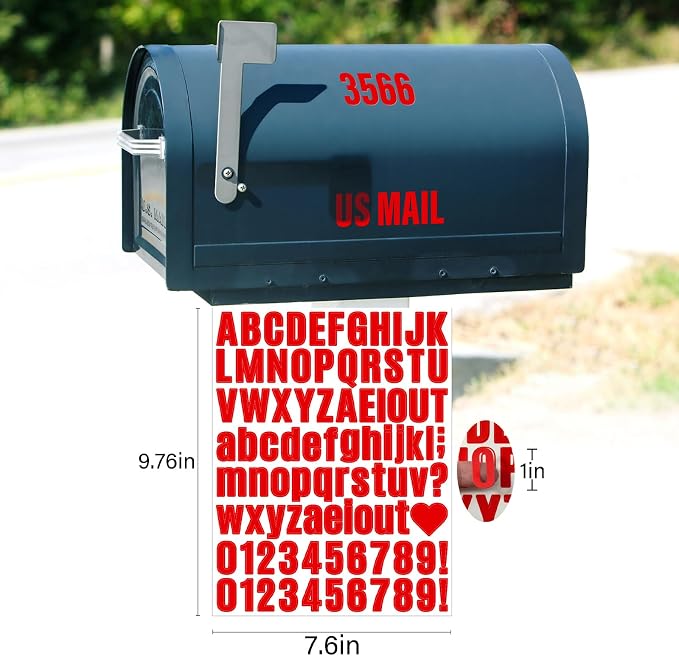 Letter Stickers, Mailbox Numbers, 1 Inch Waterproof Vinyl Alphabet | 1 Inch Red