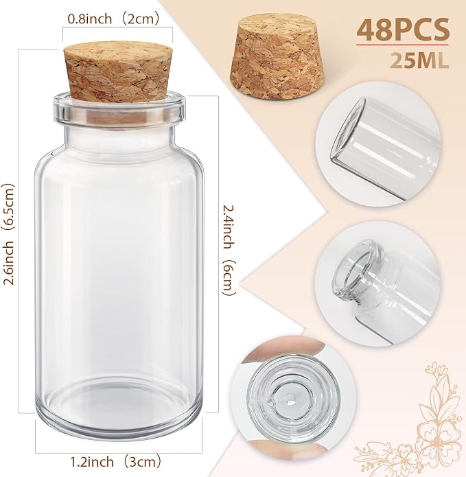 OurWarm 48PCS 25ml Clear Glass Bottles
