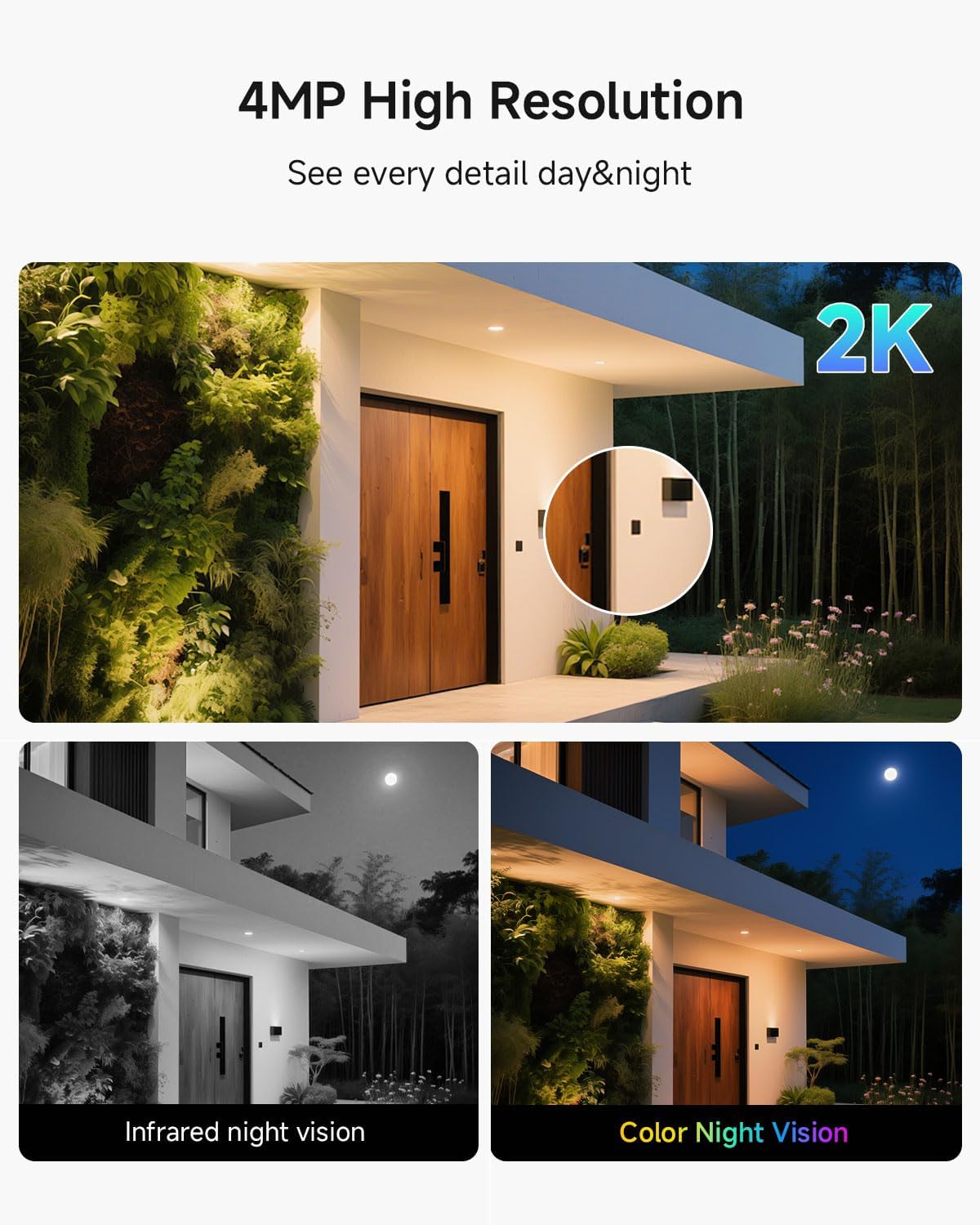 Noorio Solar Camera Outdoor Wireless, 2K 360° View Camera for Home Security Battery Powered, AI Auto Tracking, Color Night Vision, 2-Way Talk, SD/Cloud Storage