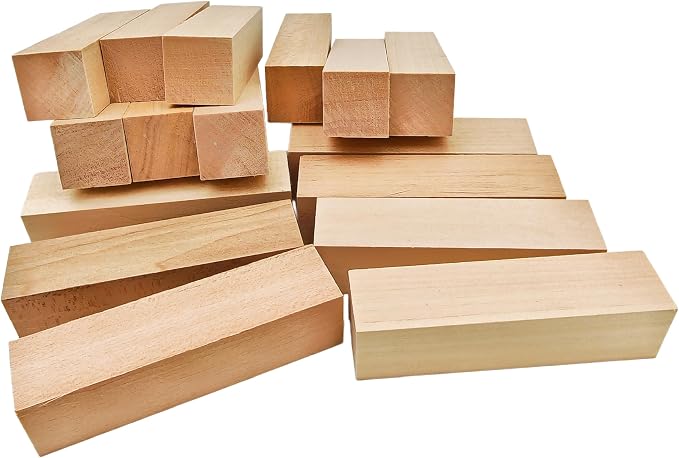 16Pcs Unfinished Basswood Blocks-1x1x4 Inch Small Rectangular Wood Blocks