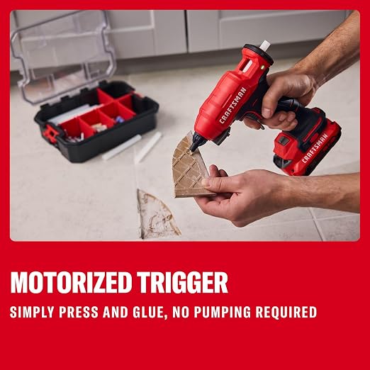 CRAFTSMAN V20 Hot Glue Gun Full Size, Cordless Glue Gun and Sticks Set