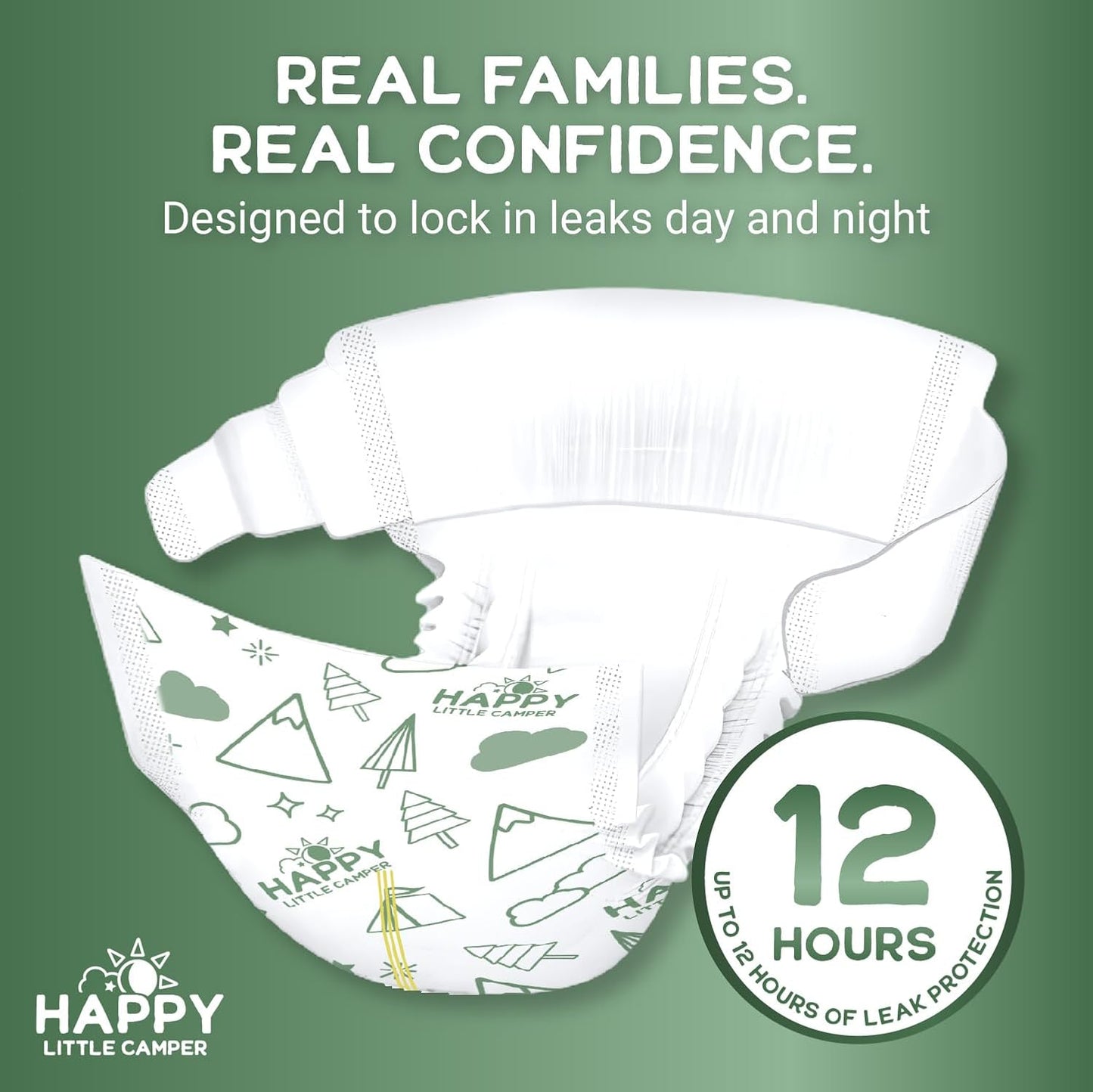 Happy Little Camper Super Saver Diapers, Size 2, 100 Count | Budget-Friendly Disposable Baby Diapers for Sensitive Skin | Hypoallergenic, Fragrance-Free, Ultra Absorbent