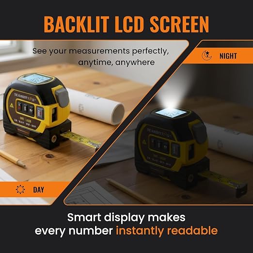 The Almighty Ruler Laser Tape Measure | Laser Distance Measurer, Heavy-Duty Tool