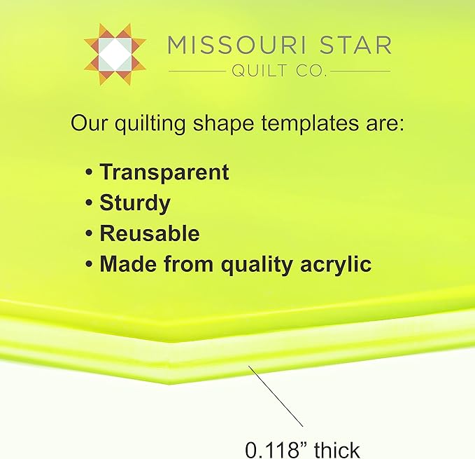 Acrylic Quilting Template, Half Hexagon |