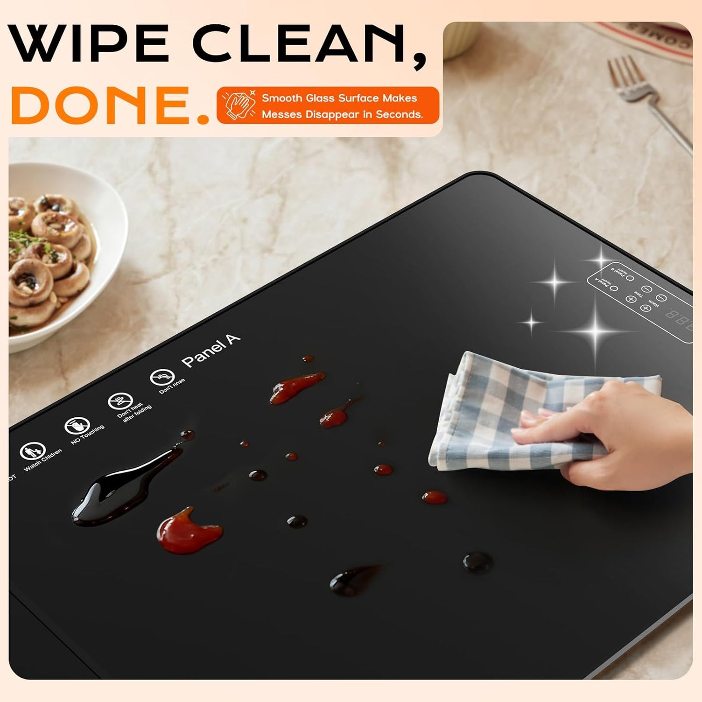 Electric Warming Mat for Food 32" x 12", Tempered Glass Top,Food Warmer Tray for Countertop, Parties Buffet,Gatherings,Adjustable 104–212°F with 1–12h Timer,Built-in Thermostat & Overheat Protection