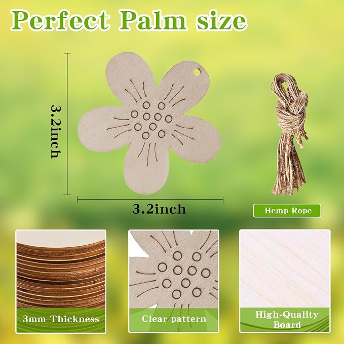 Le Shang 12 PCS Unfinished Wood Crafts, Spring Crafts