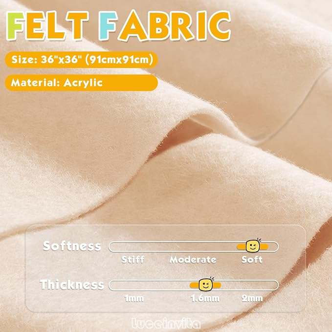 Light Apricot 36" X 36" Felt Fabric Sheet