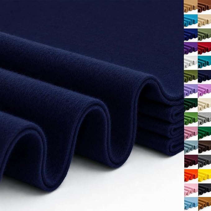 Navy Blue Large Felt Fabric 36" x 36", 1.4 mm Soft Felt Sheet, Nonwoven Fabric