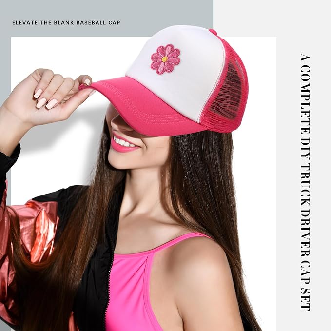 Hercicy 12 DIY Trucker Hats Kit, Sublimation Blank Baseball Caps