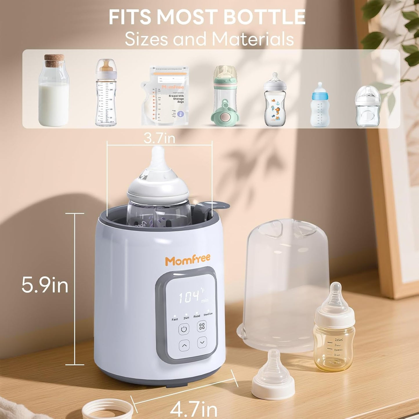 Bottle Warmer,8-in-1 Fast Baby Bottle Warmer for Breastmilk and Formula,Milk Warmer with Accurate Temperature Control and Automatic Shut-Off,Multifunctional Bottle Warmers for All Bottles (Grey)