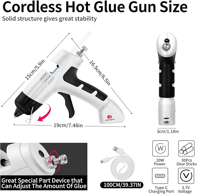 Cordless Hot Glue Gun, Fast Preheating