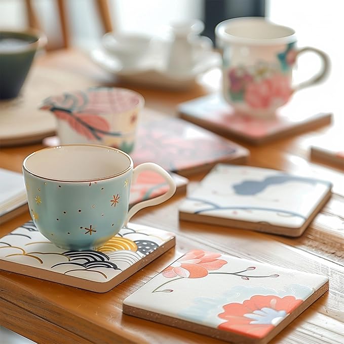 20pcs 4''x4'' Ceramic Tiles for Crafts, Blank Ceramic Coaster for Craft