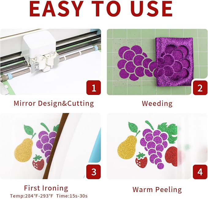 Glitter HTV Heat Transfer Vinyl, Sparkle HTV Compatible