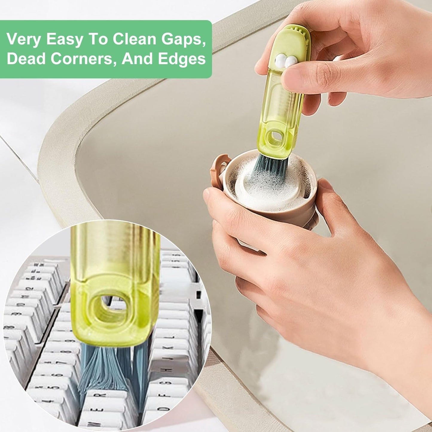 4 in 1 Cup Lid Cleaning Brush - Water Bottle Cleaning Brush, Portable Crevice Cleaning Brush Set for for Bottle Tight Spaces Cup and Sealed Food Storage containers with lids(3 PCS)