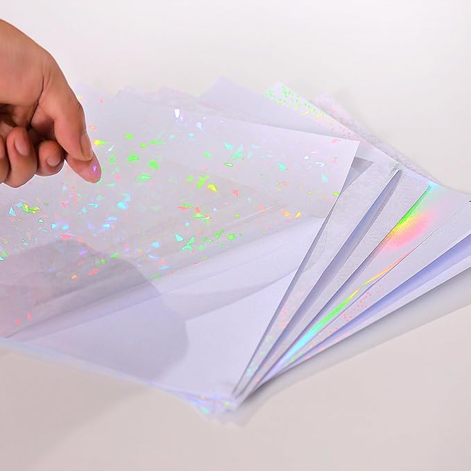 36 Sheets Holographic Laminate Sheets 8.5x11 Inch Self Adhesive 6 Patterns |