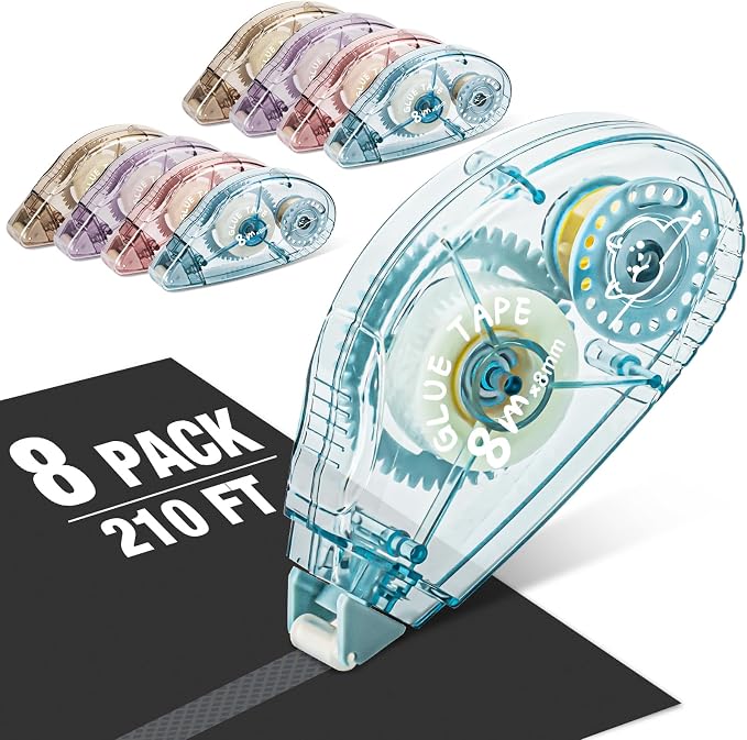 Double Sided Tape Roller, 8 Pack Adhesive Scrapbook Tape Runner