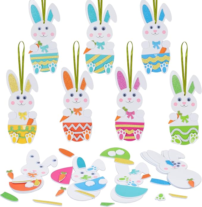 Fennoral 12 Pack Bunny Craft for Kids Make You Own Rabbit Foam Stickers