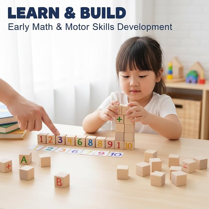 Wood Blocks for Crafting, Unfinished Wood Cubes, 1/2 Inch Natural Wooden Blocks