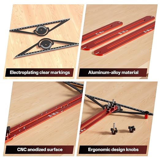 Stair Tread Template Tool, Precision Angle Length Depth Measuring Gauge Tool