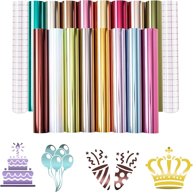 Tintnut Holographic Permanent Vinyl 16 Pcs 12x12in Metallic Adhesive Vinyl |